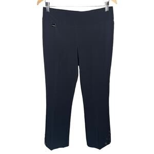 Lisette L Montreal Black Stretch Ankle Pants Cuff Cut Out Detail Size 2